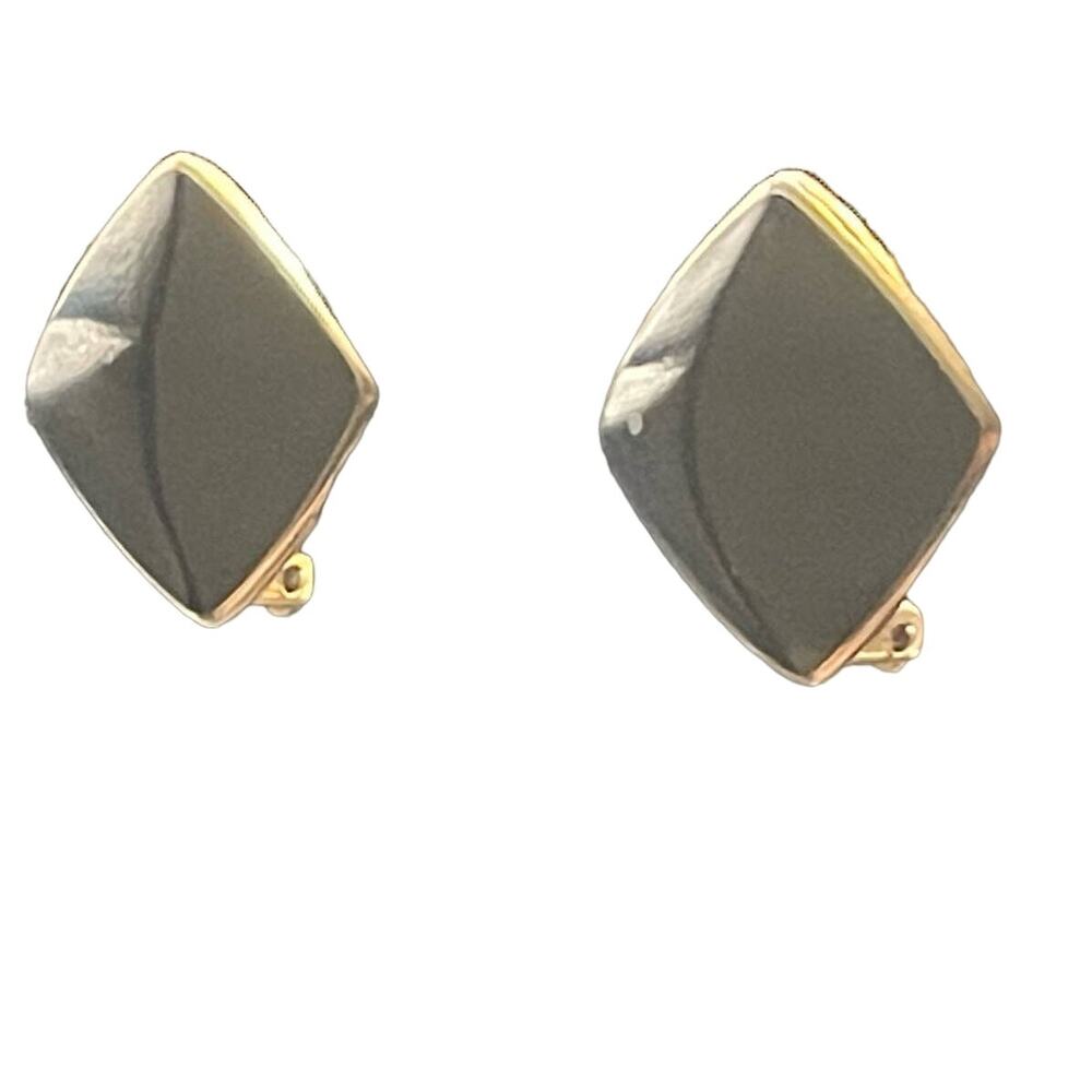 OPRO Norway Sterling Silver Black Guilloche Enamel Clip On Earrings Scandinavian